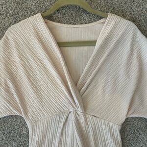 Elegant Cream Cap Sleeve Dress